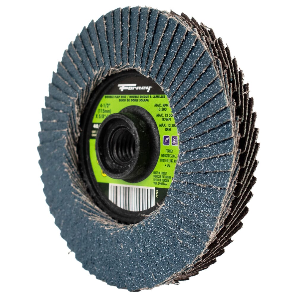 Double Sided Flap Disc, 40/40 Grits, 4-1/2 in