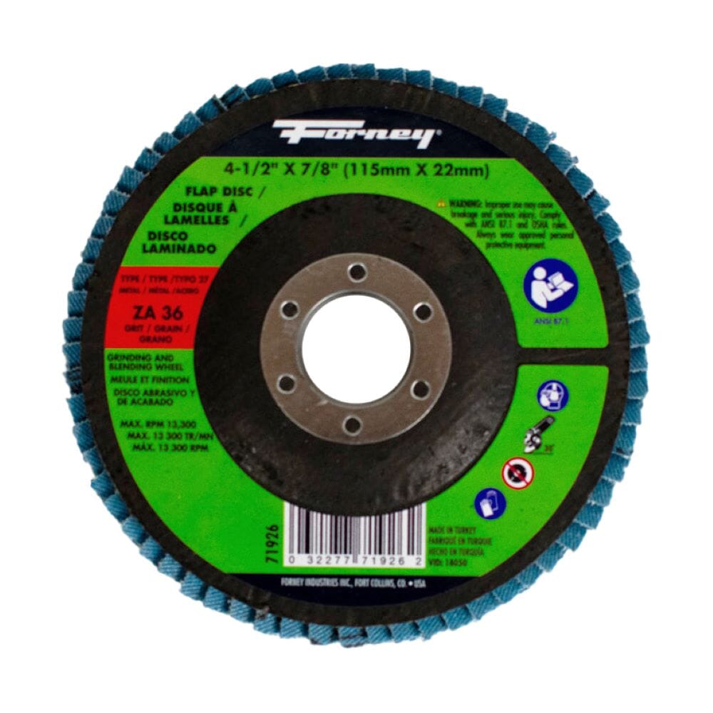 Flap Disc, Type 27, 4-1/2 in x 7/8 in, ZA36