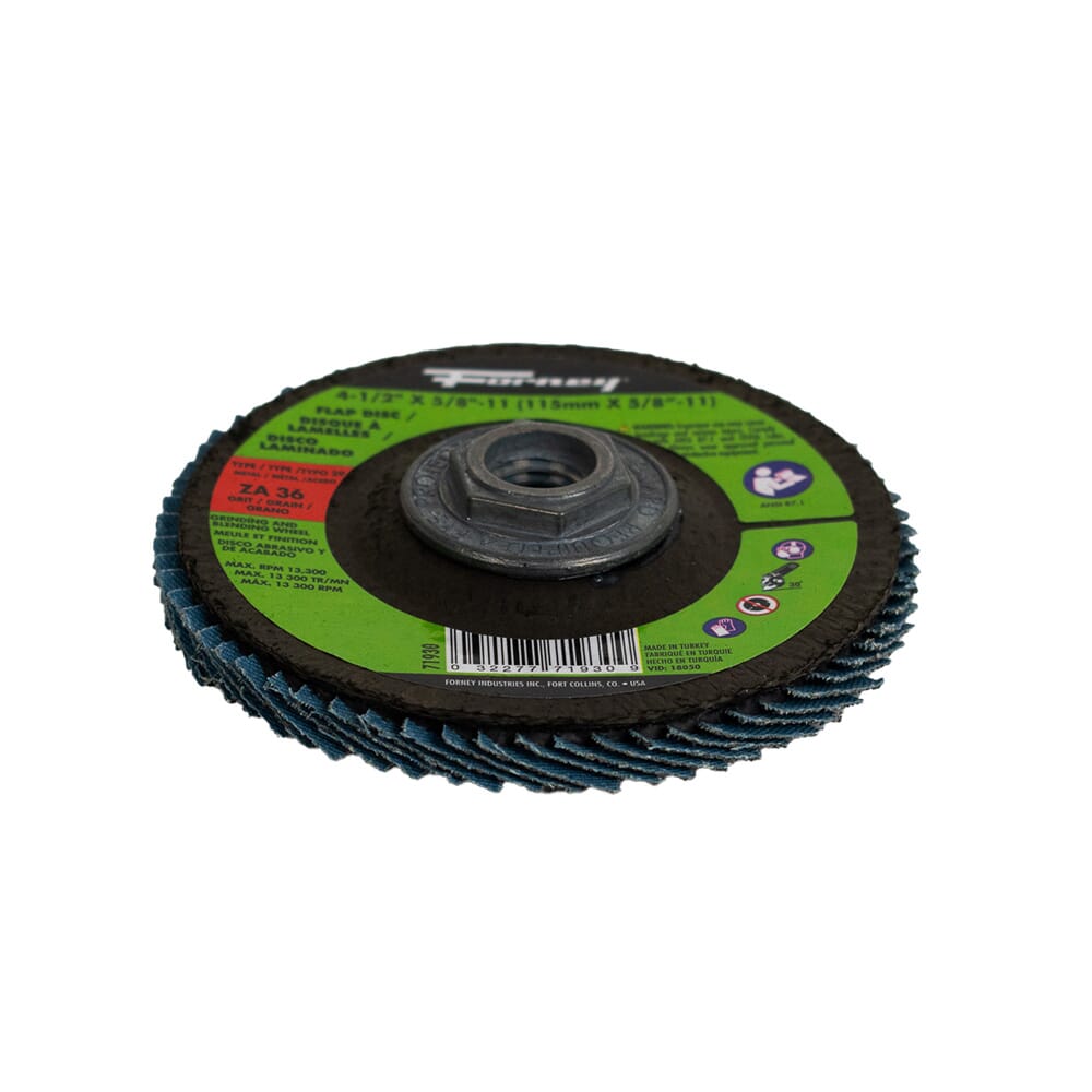 Flap Disc, Type 29, 4-1/2 in x 5/8 in-11, ZA36