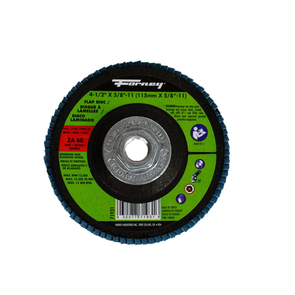 Flap Disc, Type 29, 4-1/2 in x 5/8 in-11, ZA60