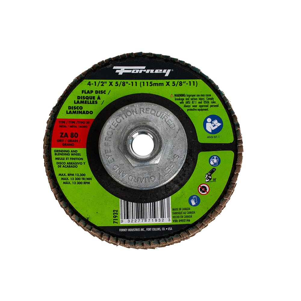 Flap Disc, Type 29, 4-1/2 in x 5/8 in-11, ZA80