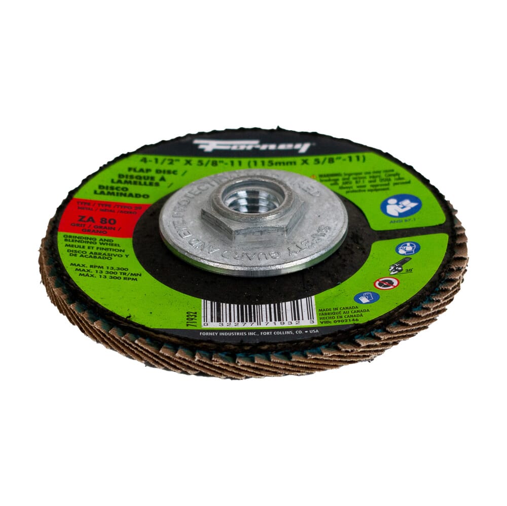 Flap Disc, Type 29, 4-1/2 in x 5/8 in-11, ZA80