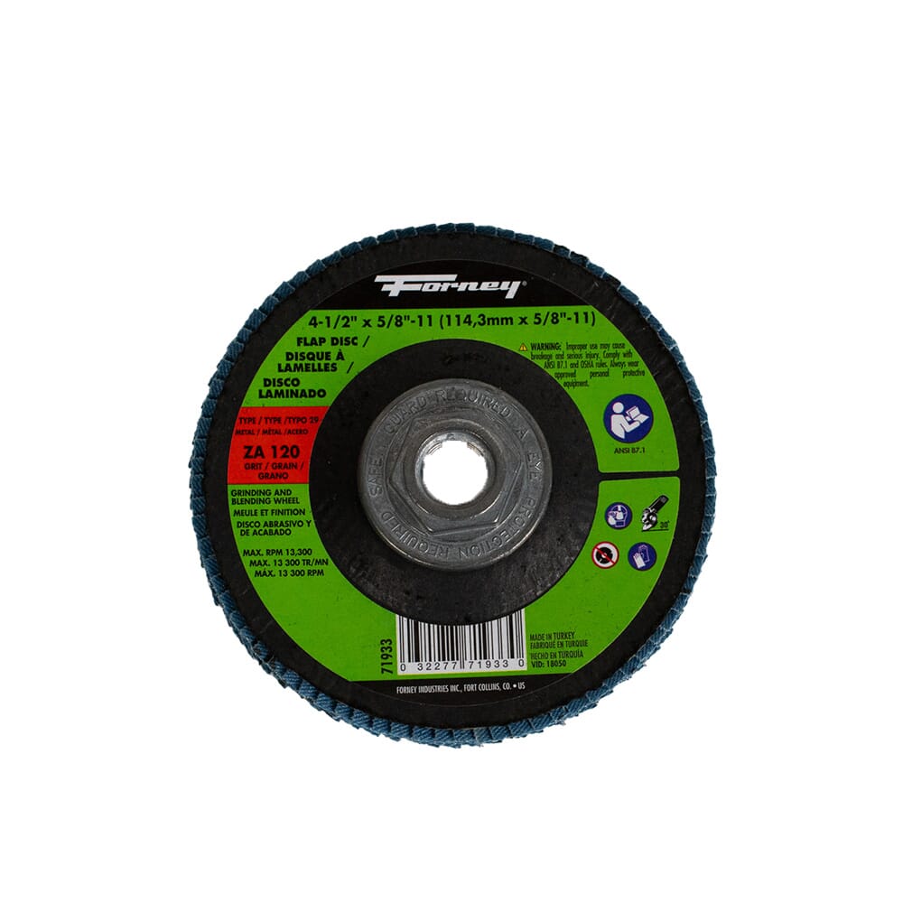 Flap Disc, Type 29, 4-1/2 in x 5/8 in-11, ZA120