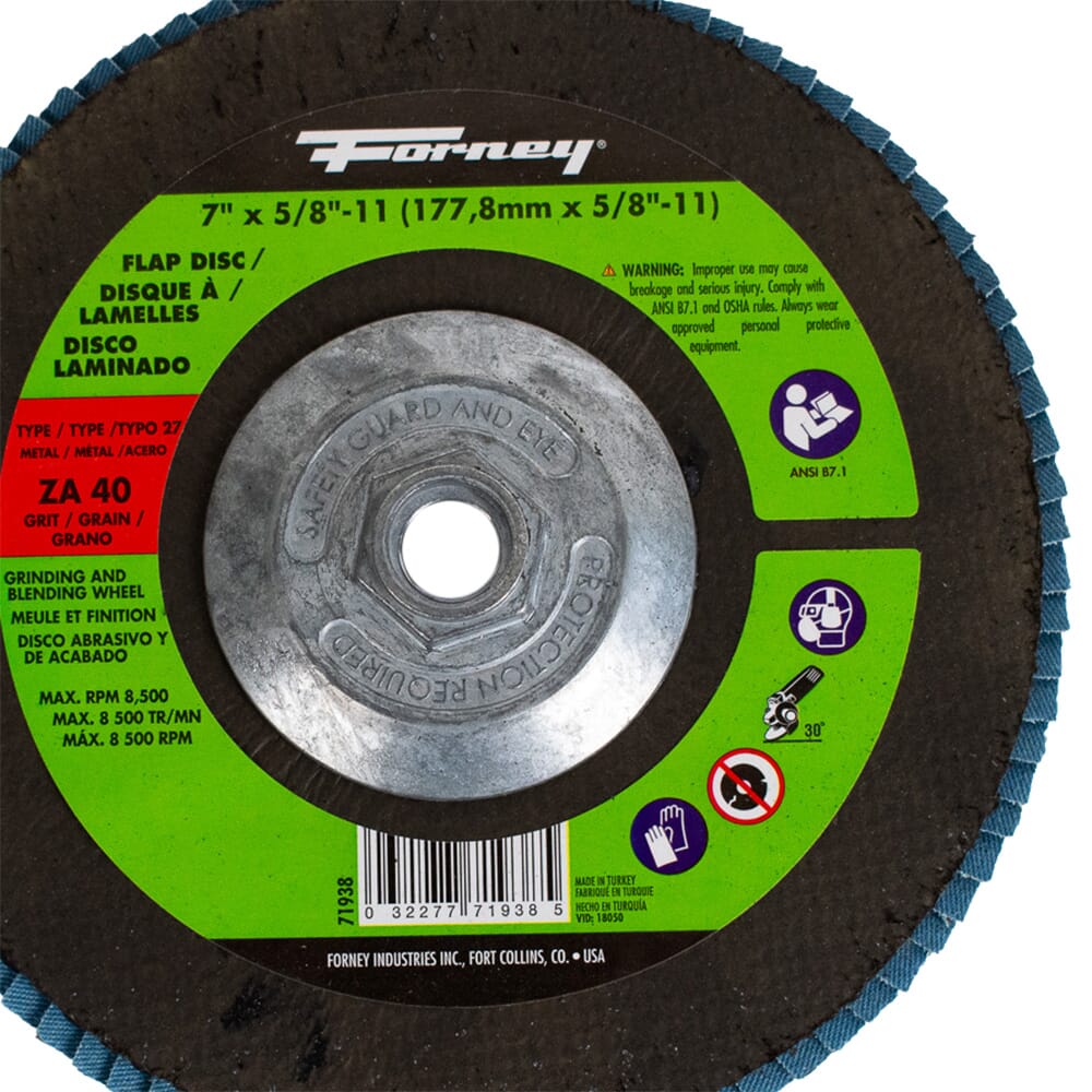 Flap Disc, Type 27, 7 in x 5/8 in-11, ZA40