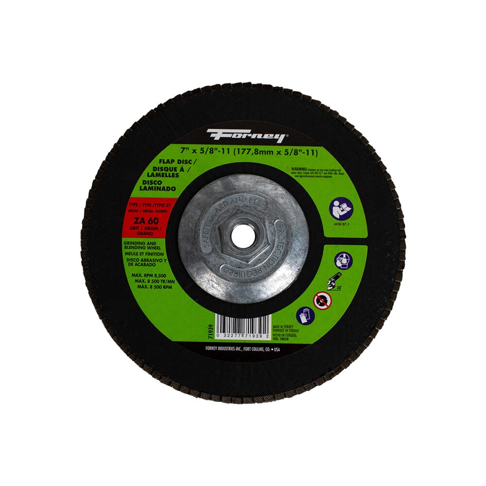 Flap Disc, Type 27, 7 in x 5/8 in-11, ZA60
