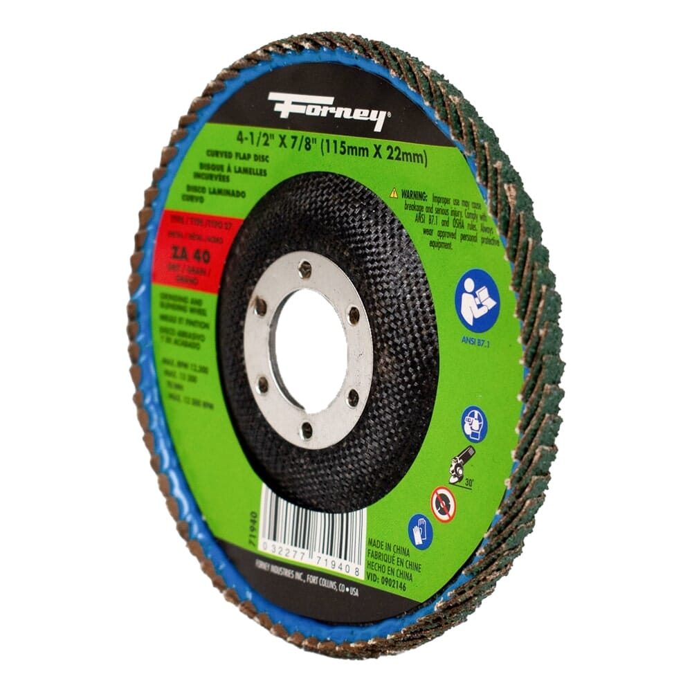 Curved Edge Flap Disc, 4-1/2 in x 7/8 in, 40 Grit