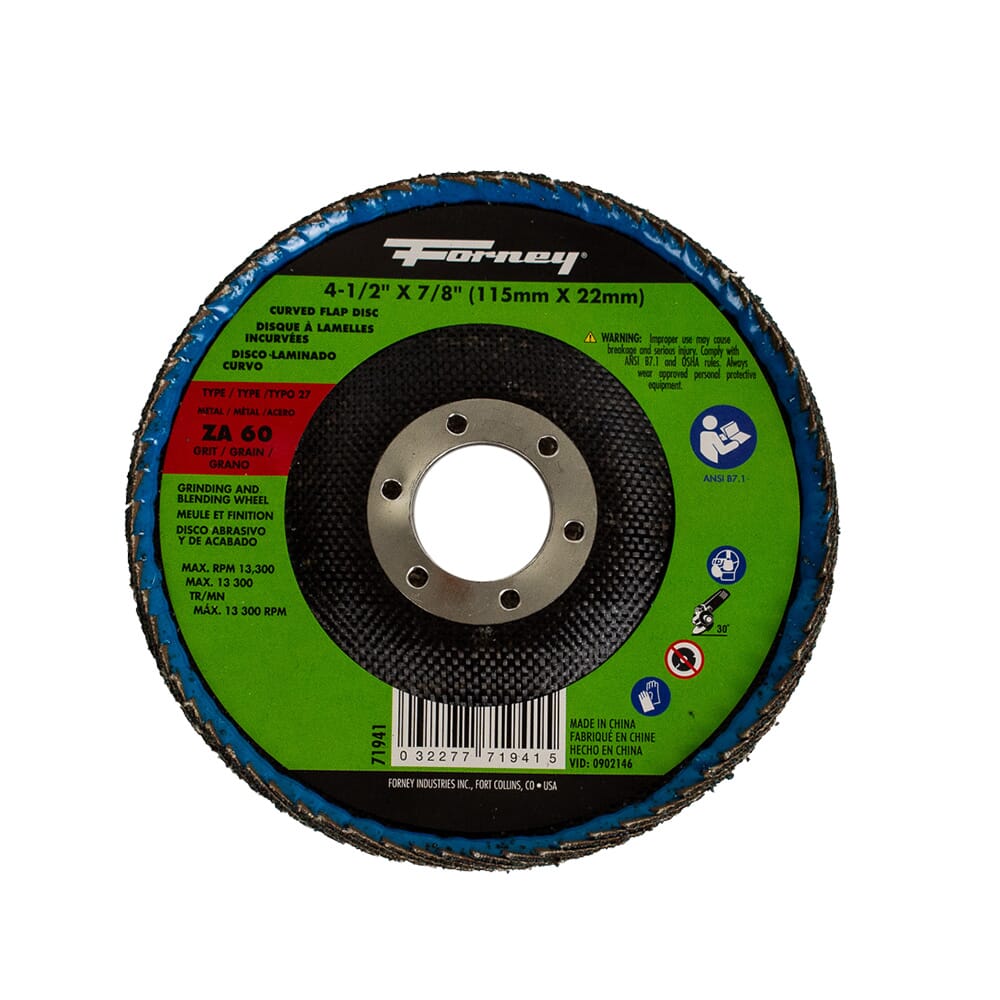 Curved Edge Flap Disc, 4-1/2 in x 7/8 in, 60 Grit