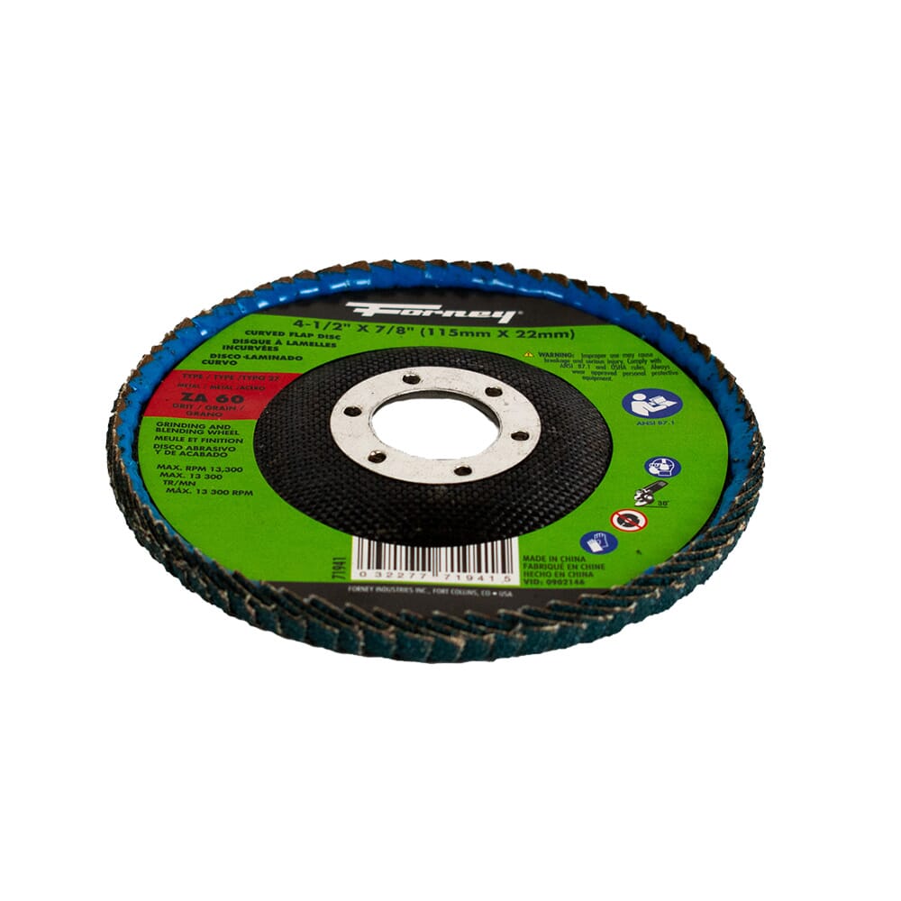 Curved Edge Flap Disc, 4-1/2 in x 7/8 in, 60 Grit