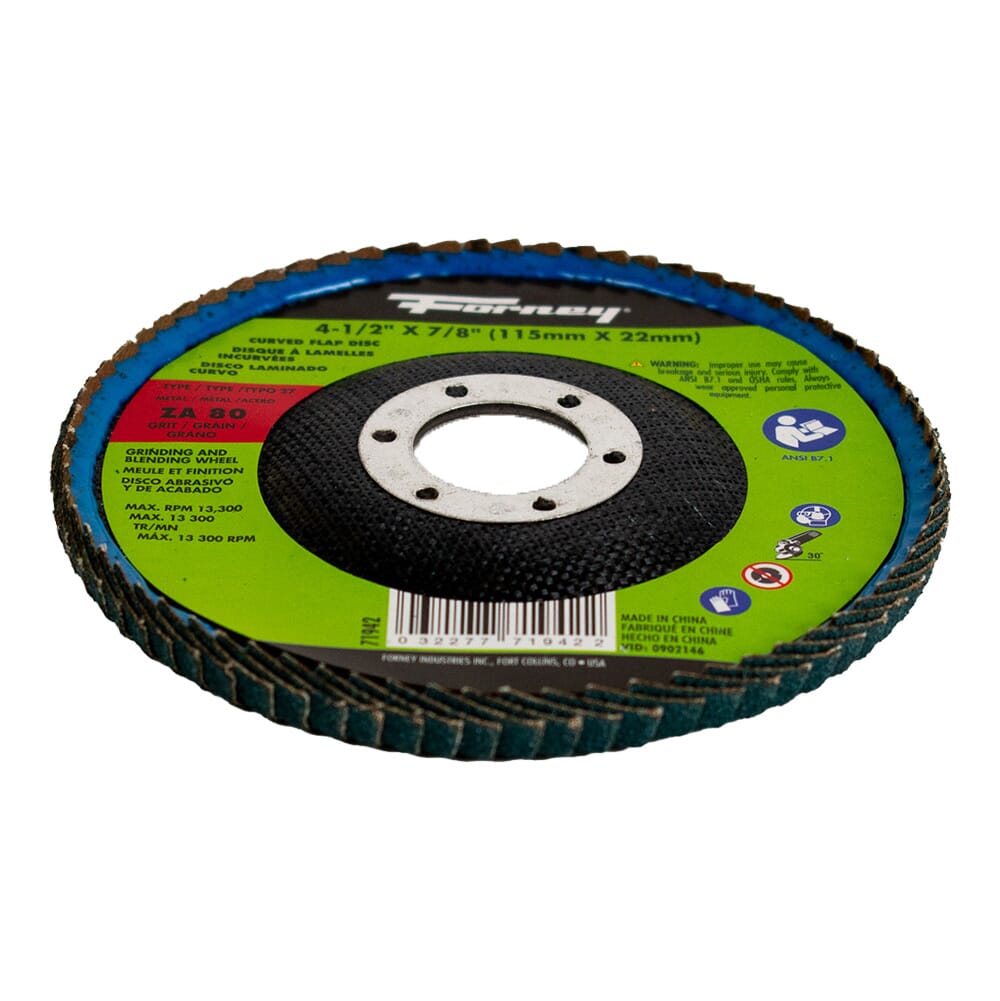 Curved Edge Flap Disc, 4-1/2 in x 7/8 in, 80 Grit