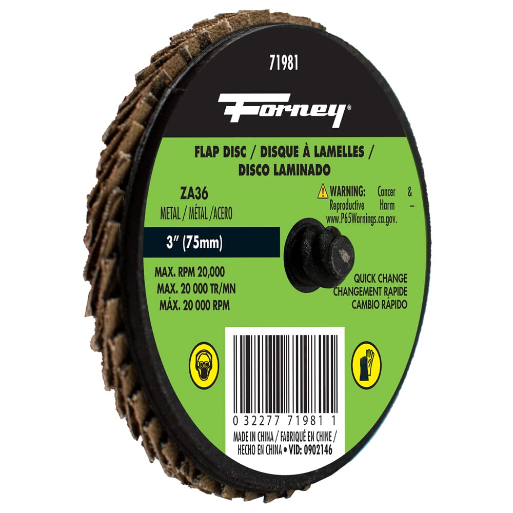 Quick Change Flap Disc, 36 Grit, 3 in