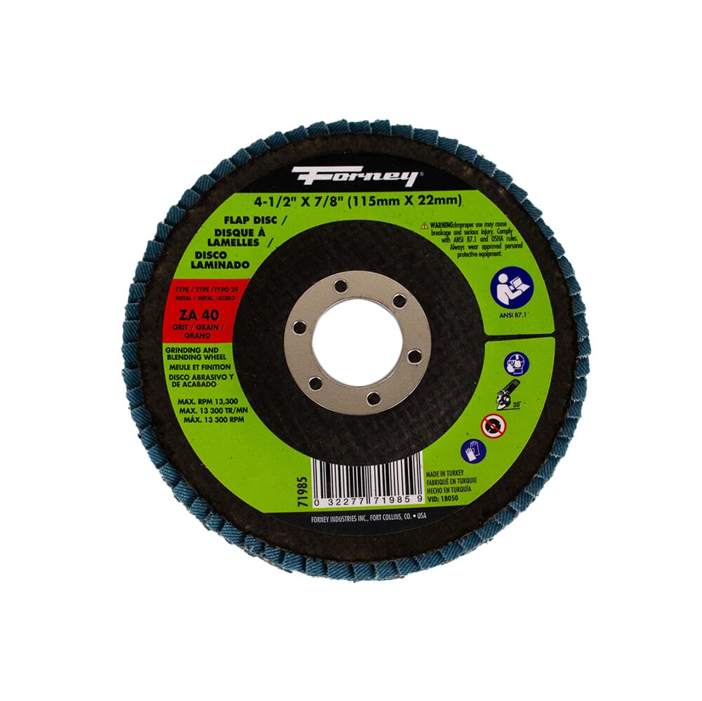 Flap Disc, Type 29, 4-1/2 in x 7/8 in, ZA40
