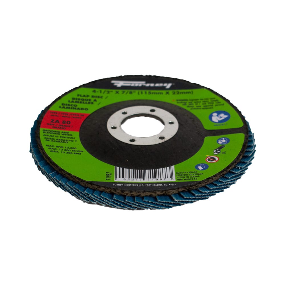 Flap Disc, Type 29, 4-1/2 in x 7/8 in, ZA80