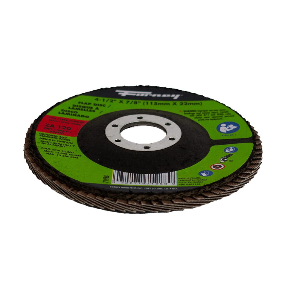 Flap Disc, Type 29, 4-1/2 in x 7/8 in, ZA120