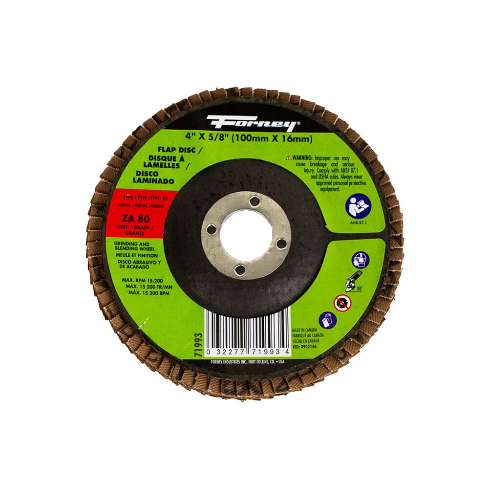 Flap Disc, Type 29, 4 in x 5/8 in, ZA80