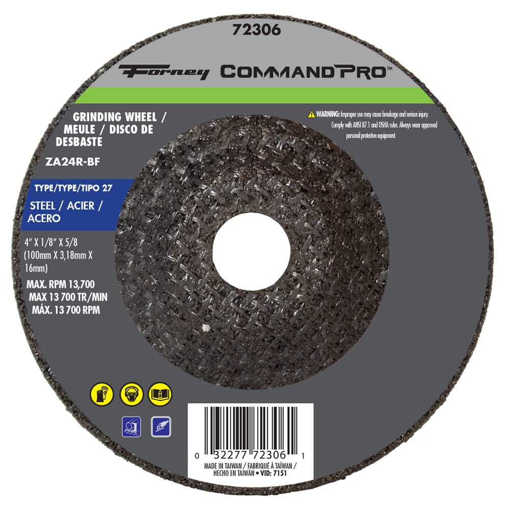 Grinding Wheel, Metal Type 27, 4 in x 1/8 in x 5/8 in