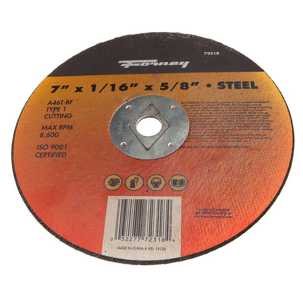 Cutting Wheel, Metal, Type 1, 7 in x 1/16 in x 5/8 in