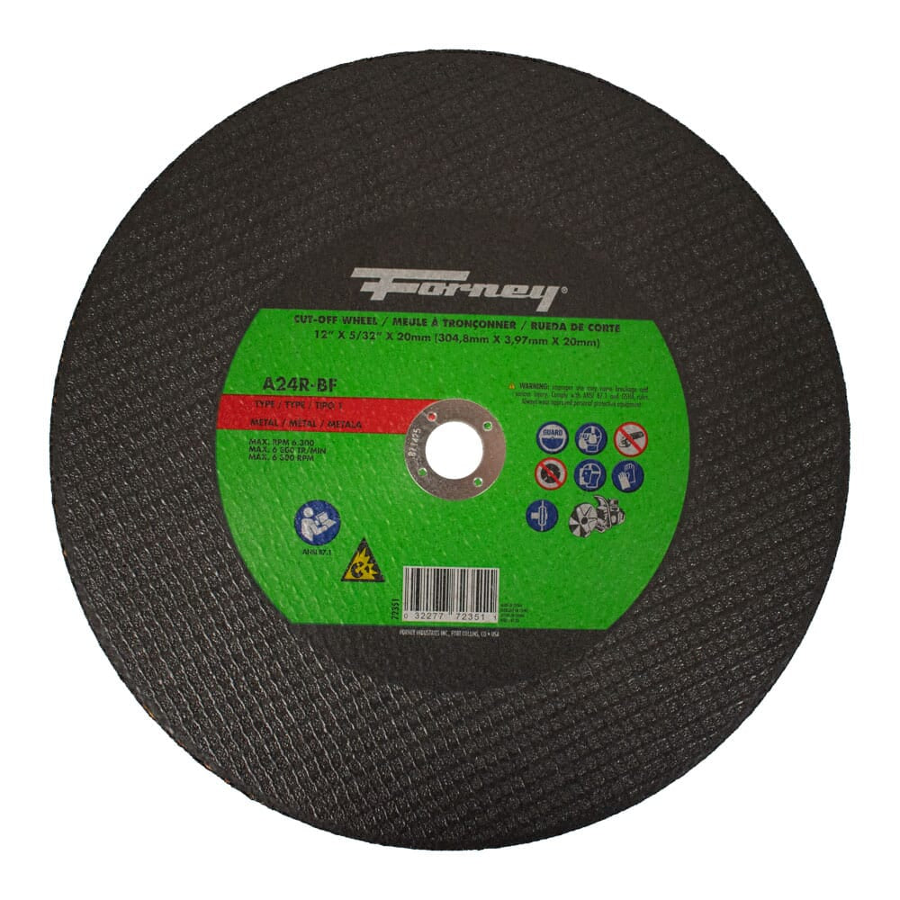 Cutting Wheel, Metal, Type 1, 12 in x 5/32 in x 20 mm