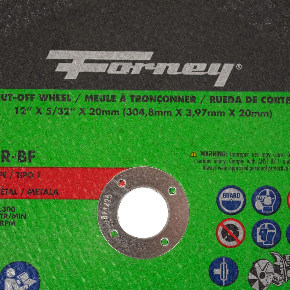 Cutting Wheel, Metal, Type 1, 12 in x 5/32 in x 20 mm