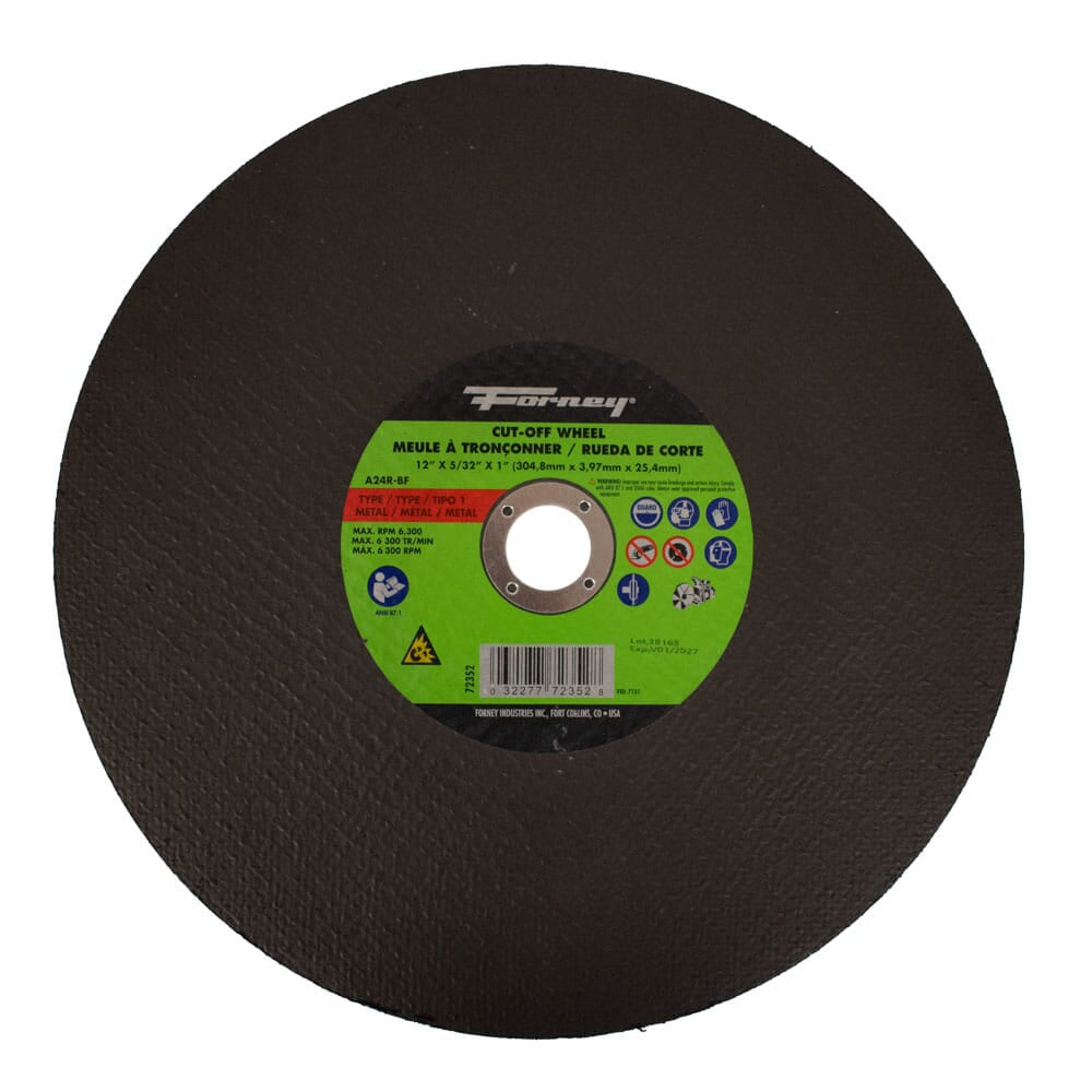 Cutting Wheel, Metal, Type 1, 12 in x 5/32 in x 1 in