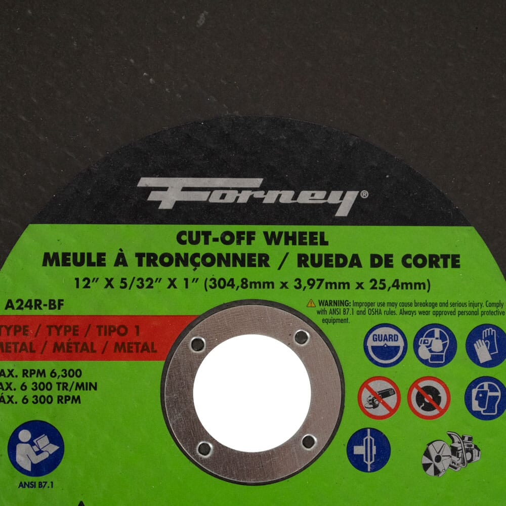 Cutting Wheel, Metal, Type 1, 12 in x 5/32 in x 1 in