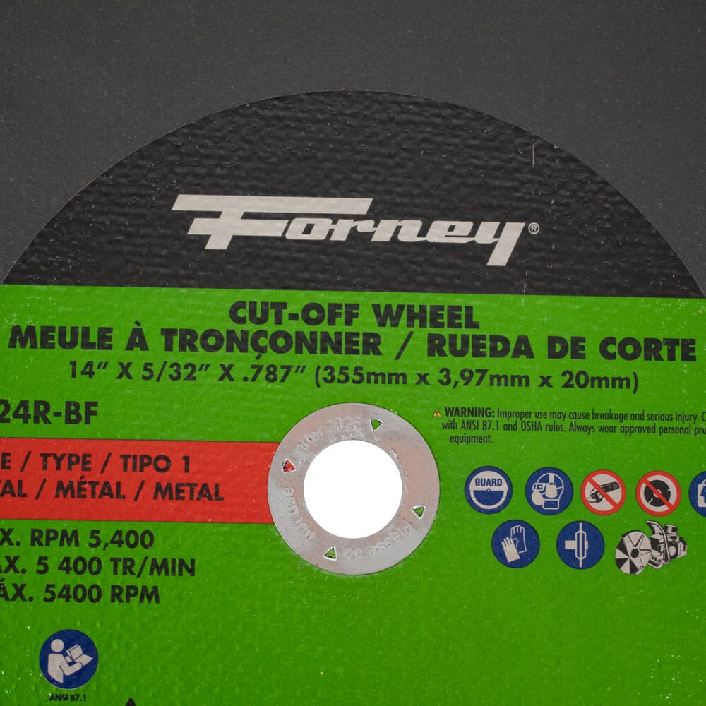 Cutting Wheel, Metal, Type 1, 14 in x 5/32 in x 20 mm