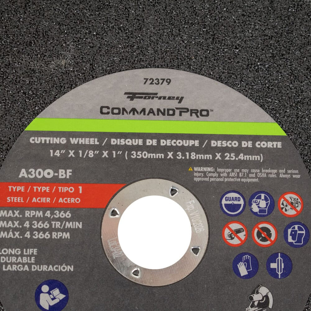 Cutting Wheel, Metal, Type 1, 14 in x 1/8 in x 1 in