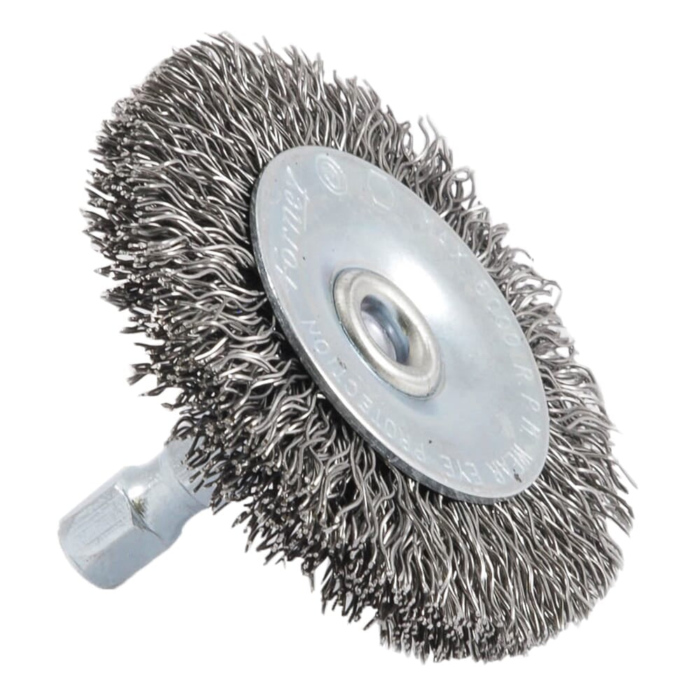 Wire Wheel, Crimped, 2 in x .012 in x 1/4 in Hex Shank