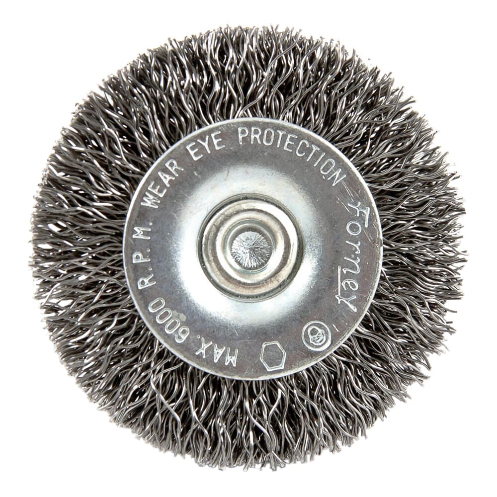 Wire Wheel, Crimped, 2 in x .012 in x 1/4 in Hex Shank