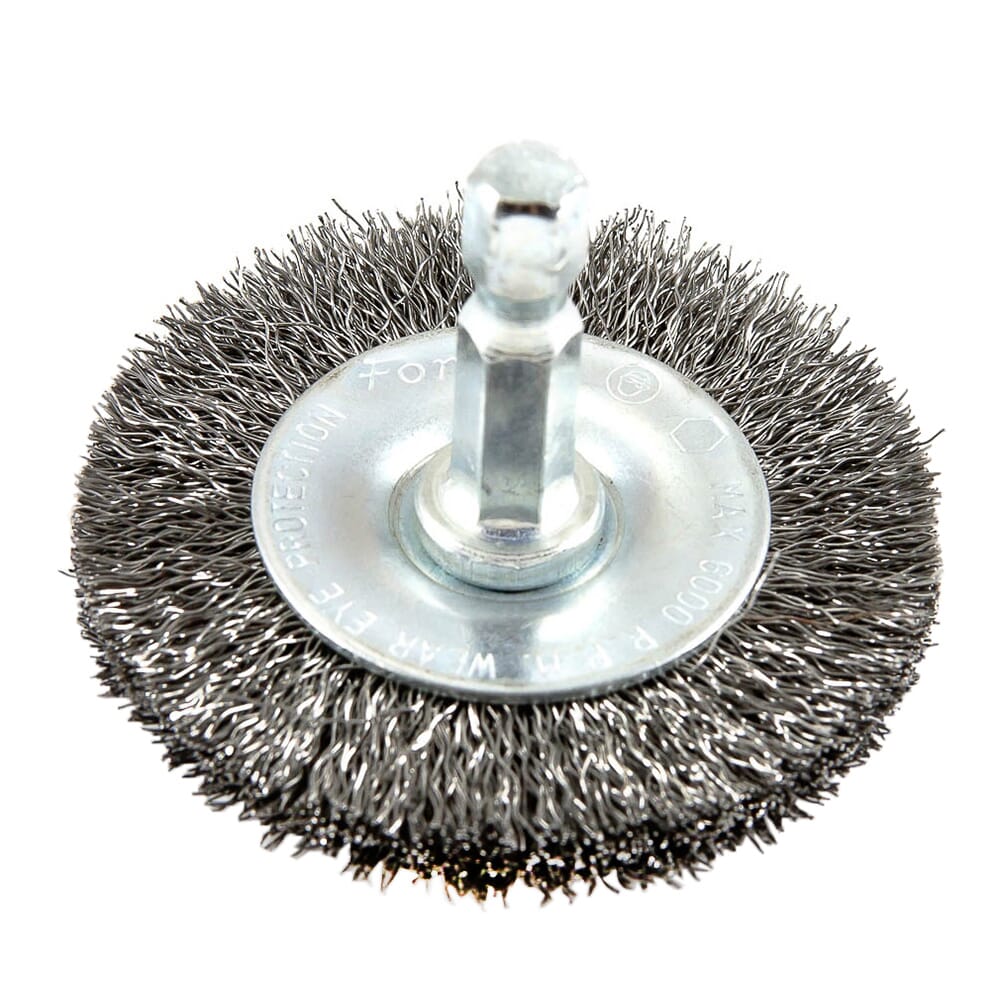 Wire Wheel, Crimped, 2 in x .008 in x 1/4 in Hex Shank