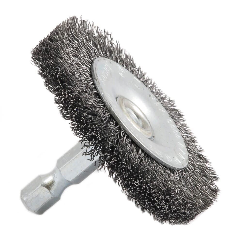Wire Wheel, Crimped, 2 in x .008 in x 1/4 in Hex Shank