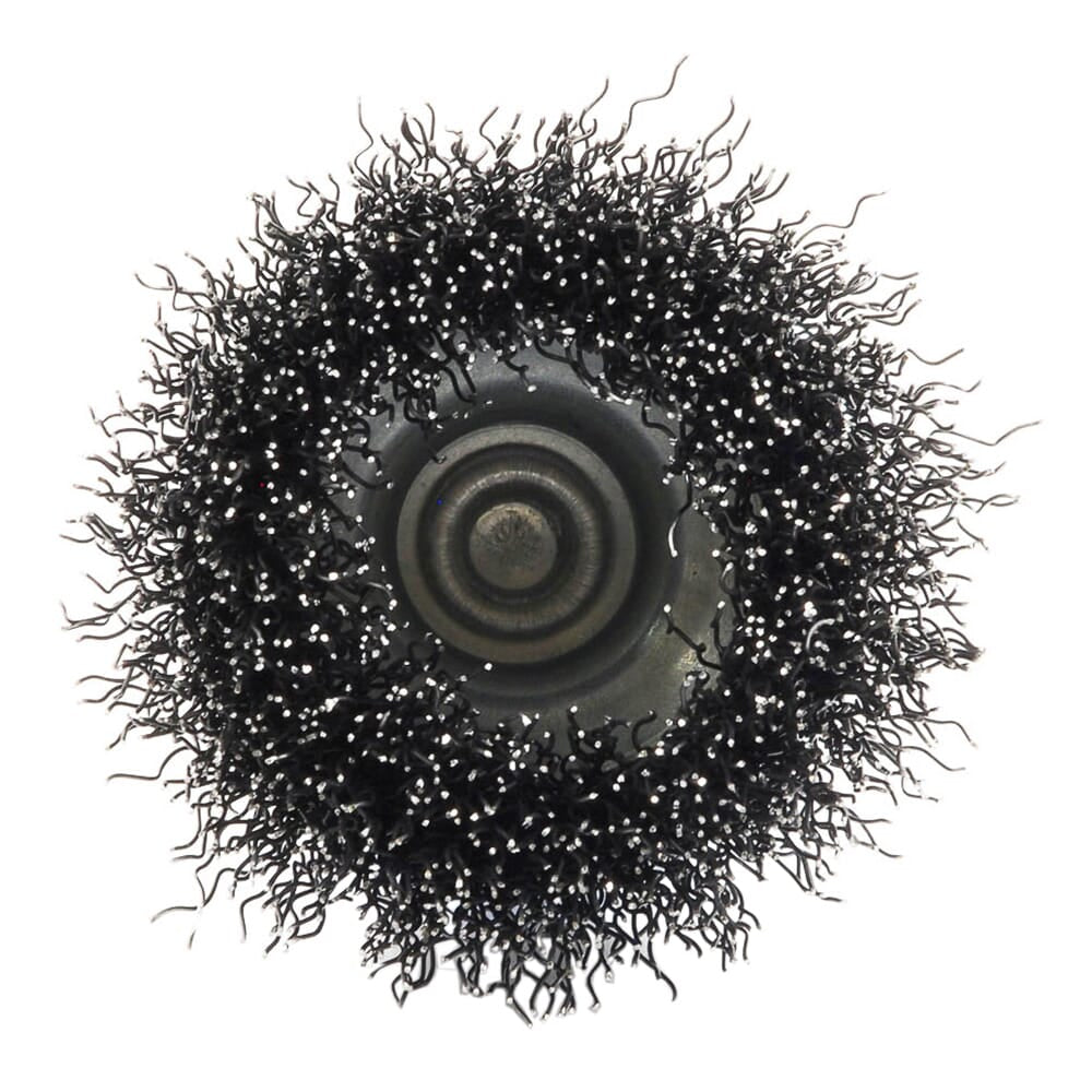 Cup Brush, Crimped, 2 in x .012 in x 1/4 in Hex Shank