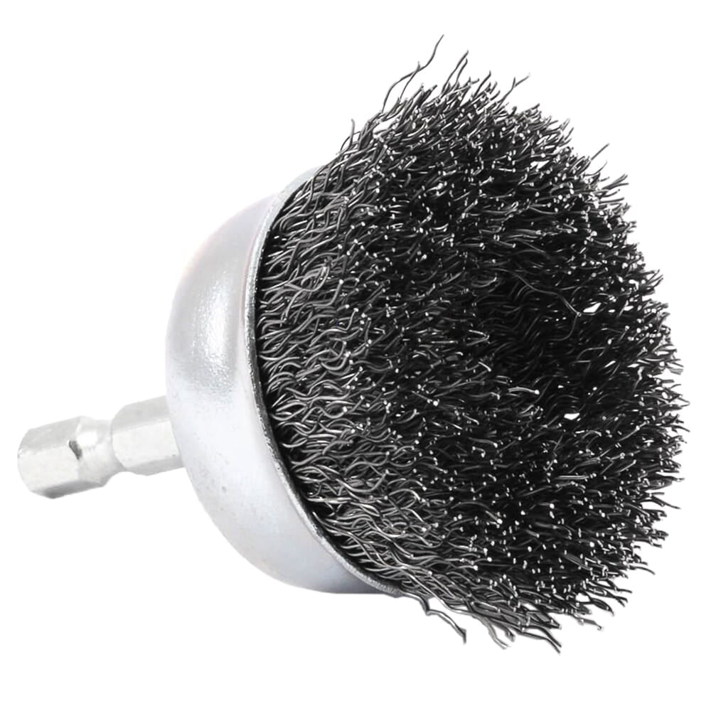 Cup Brush, Crimped, 2 in x .012 in x 1/4 in Hex Shank