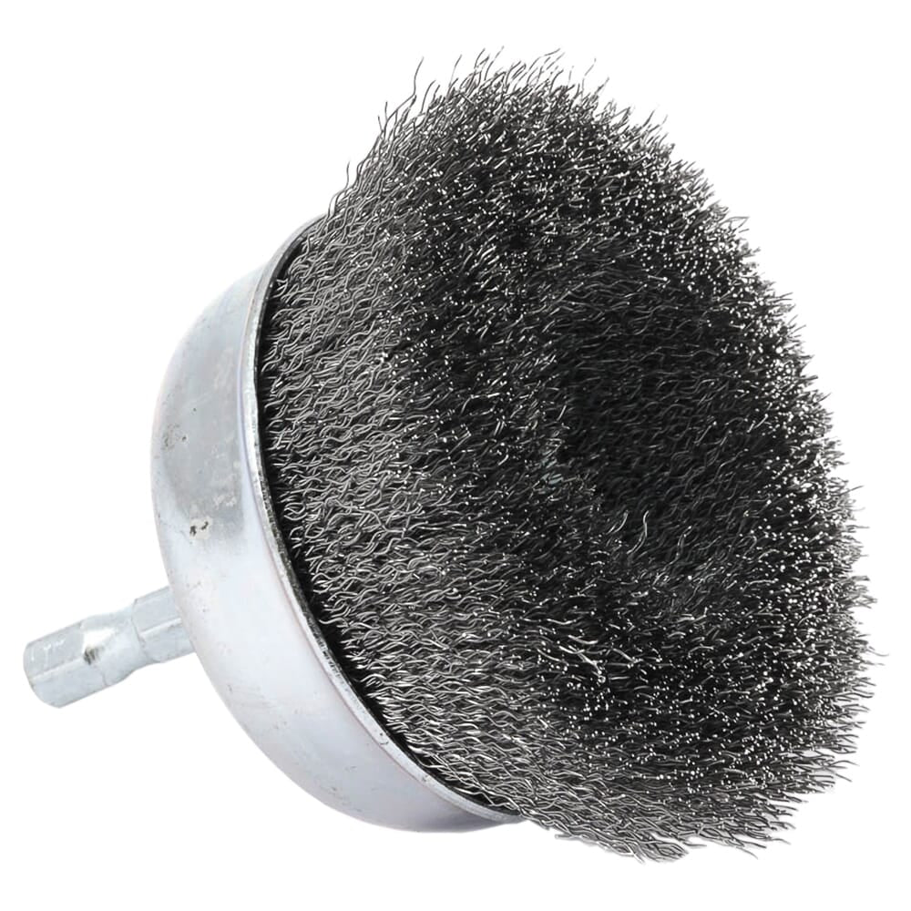 Cup Brush, Crimped, 3 in x .008 in x 1/4 in Hex Shank