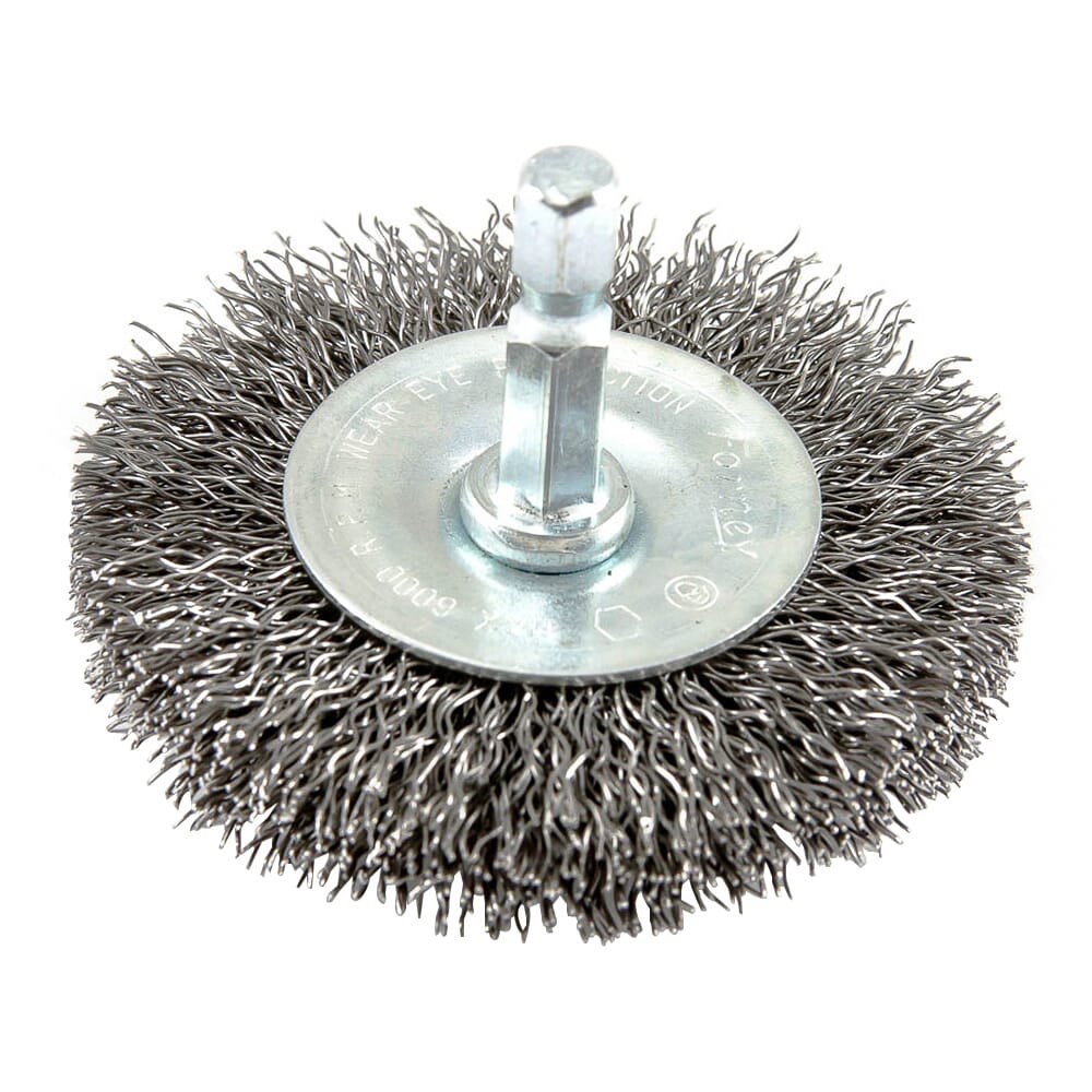 Wire Wheel, Crimped, 2-1/2 in x .012 in x 1/4 in Hex Shank