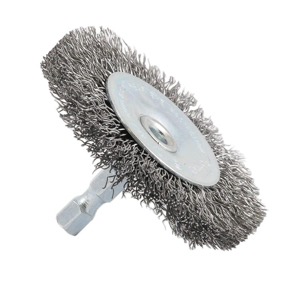 Wire Wheel, Crimped, 2-1/2 in x .012 in x 1/4 in Hex Shank