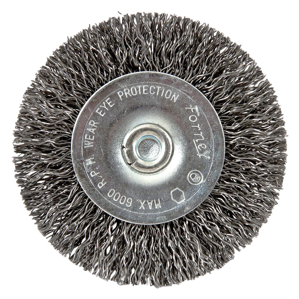 Wire Wheel, Crimped, 2-1/2 in x .012 in x 1/4 in Hex Shank