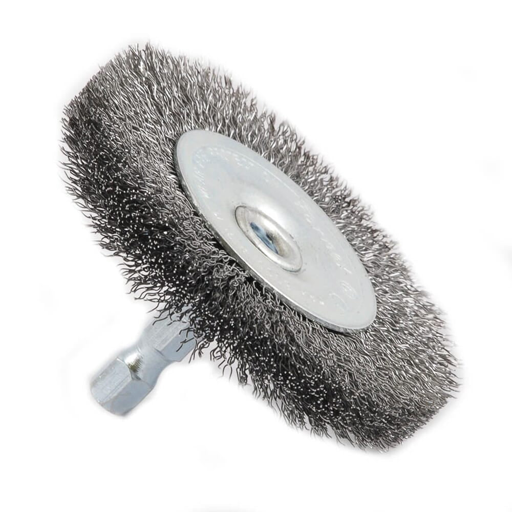 Wire Wheel, Crimped, 2-1/2 in x .008 in x 1/4 in Hex Shank