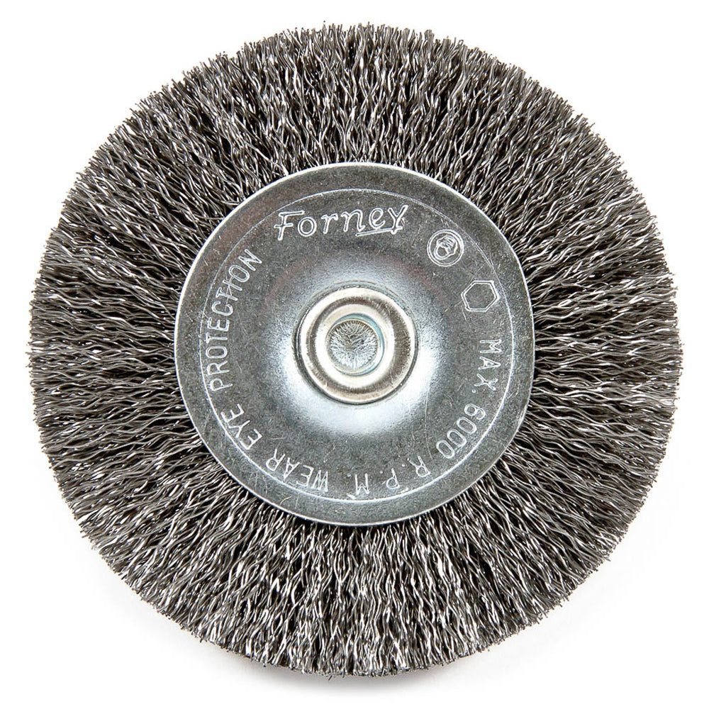 Wire Wheel, Crimped, 2-1/2 in x .008 in x 1/4 in Hex Shank
