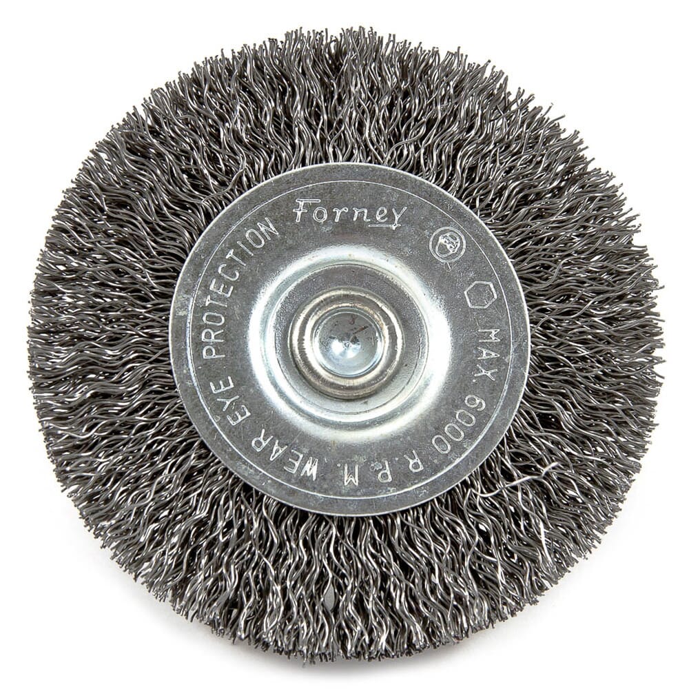 Wire Wheel, Crimped, 3 in x .012 in x 1/4 in Hex Shank