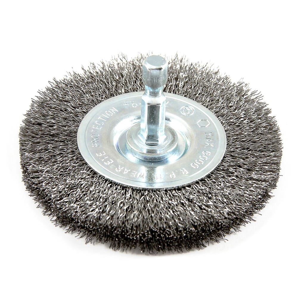 Wire Wheel, Crimped, 3 in x .008 in x 1/4 in Hex Shank