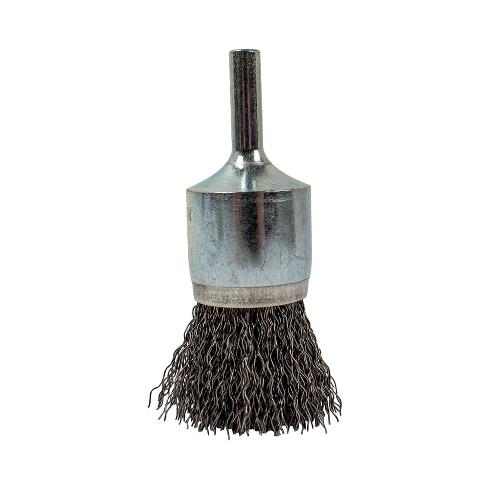 End Brush, Coarse Crimped Wire, 1" x .012" x 1/4" Rounded Shank