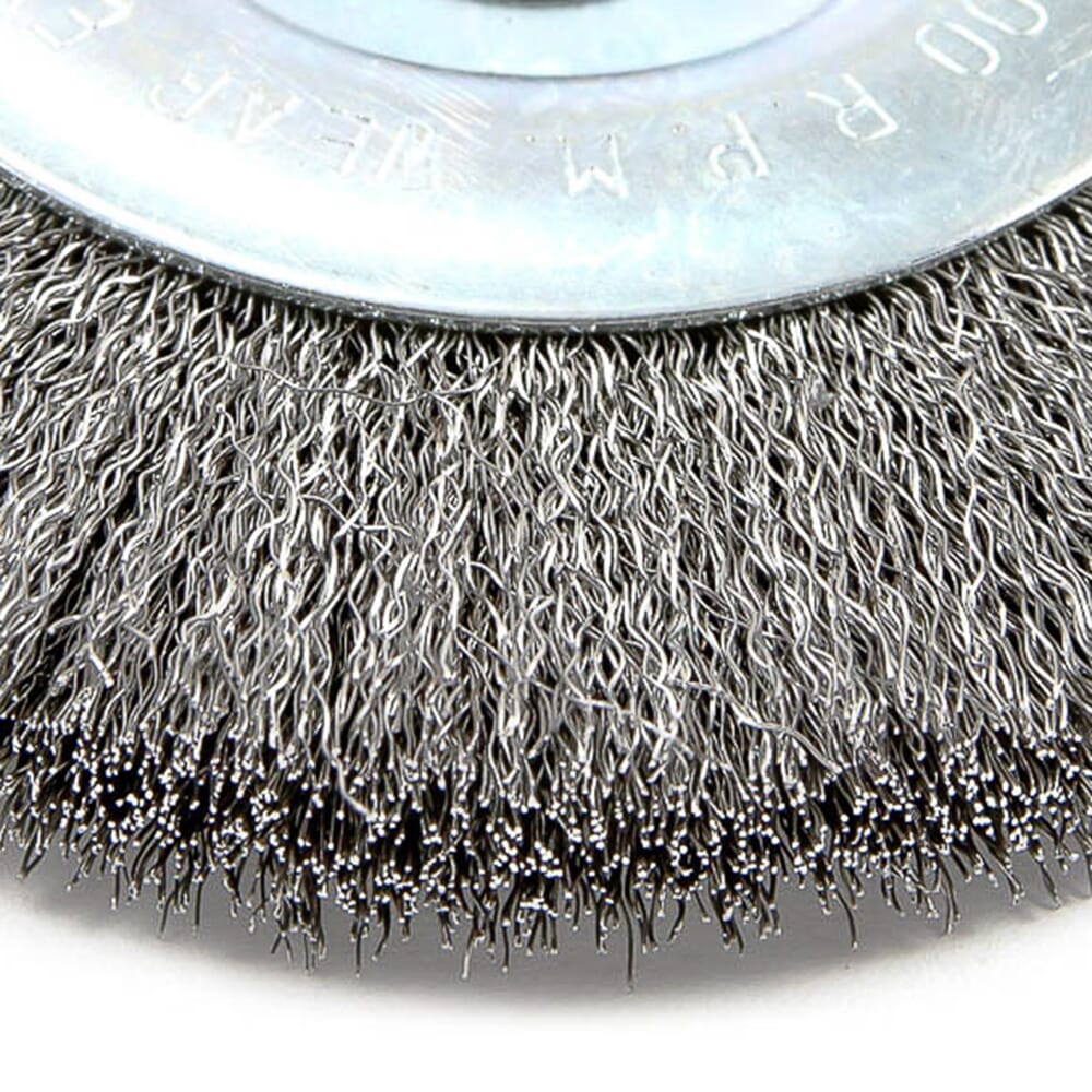 Wire Wheel Crimped, 4 in x .008 in x 1/2 in Arbor