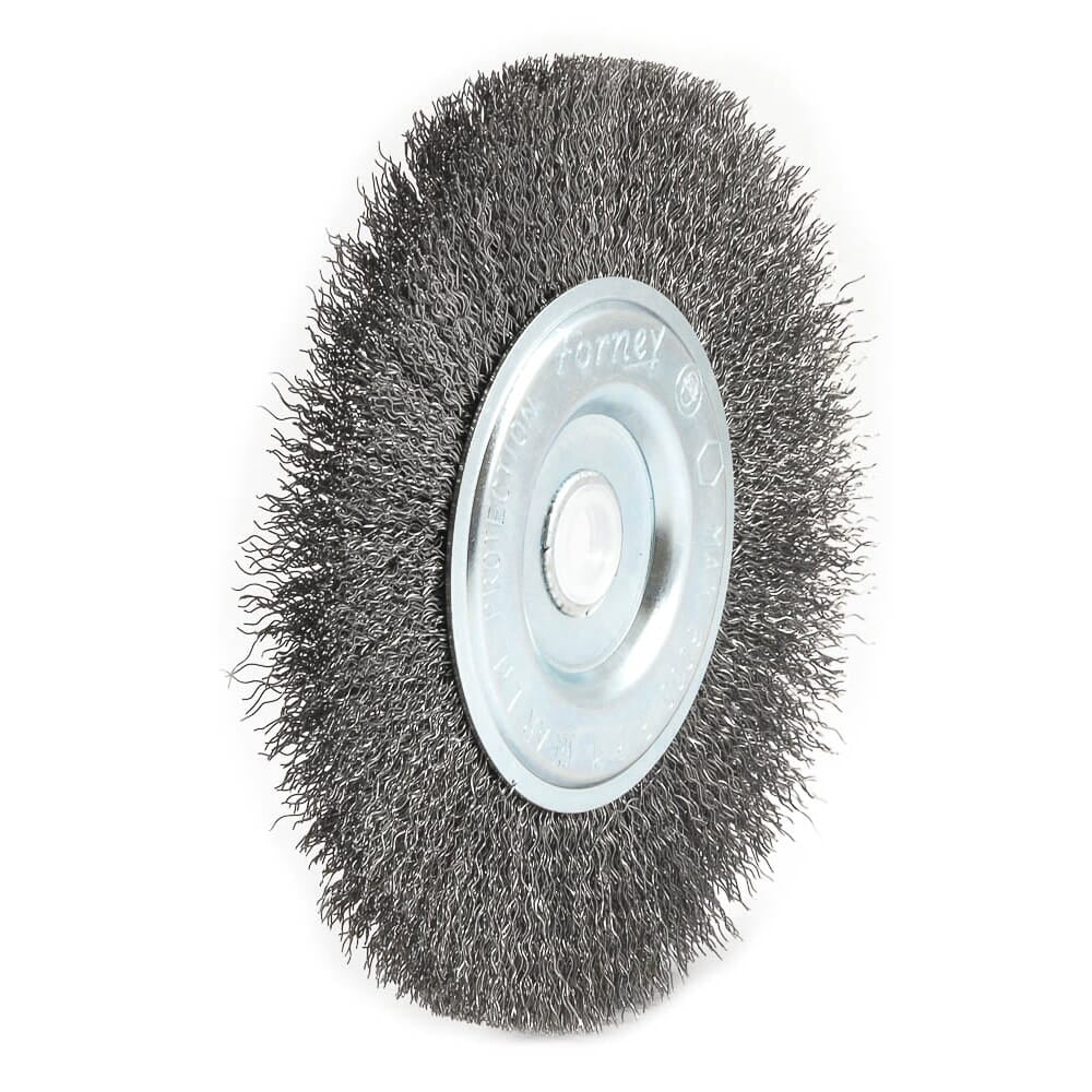 Wire Wheel, Crimped, 6 in x .012 in x 1/2 in - 5/8 in Arbor