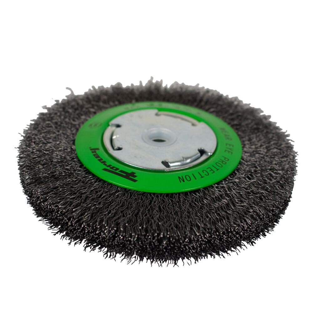 Wire Wheel, Crimped, 6 in x .014 in, Precision Face, x 1/2 in - 5/8 in Arbor