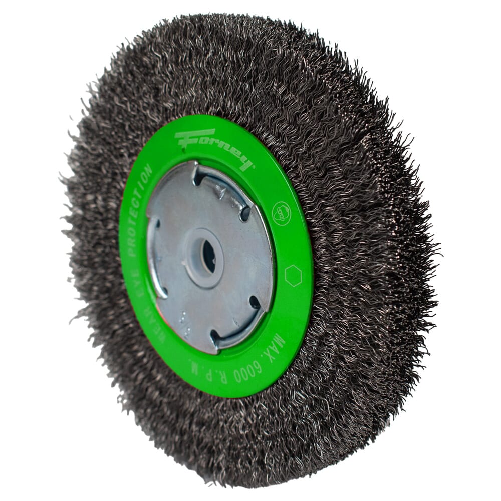 Wire Wheel, Crimped, 6 in x .014 in, High-Density Face, 1/2 in - 5/8 in Arbor