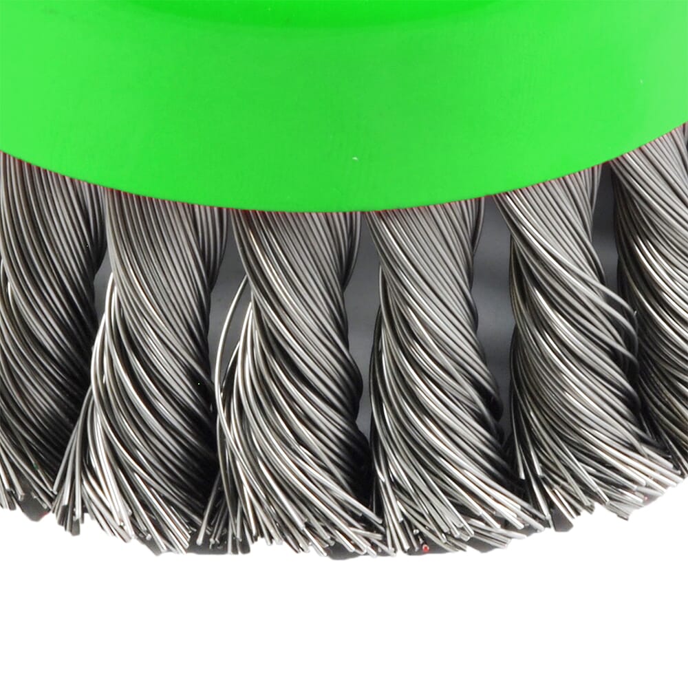 Cup Brush, Knotted, 4 in x .020 in x 5/8 in-11 Arbor
