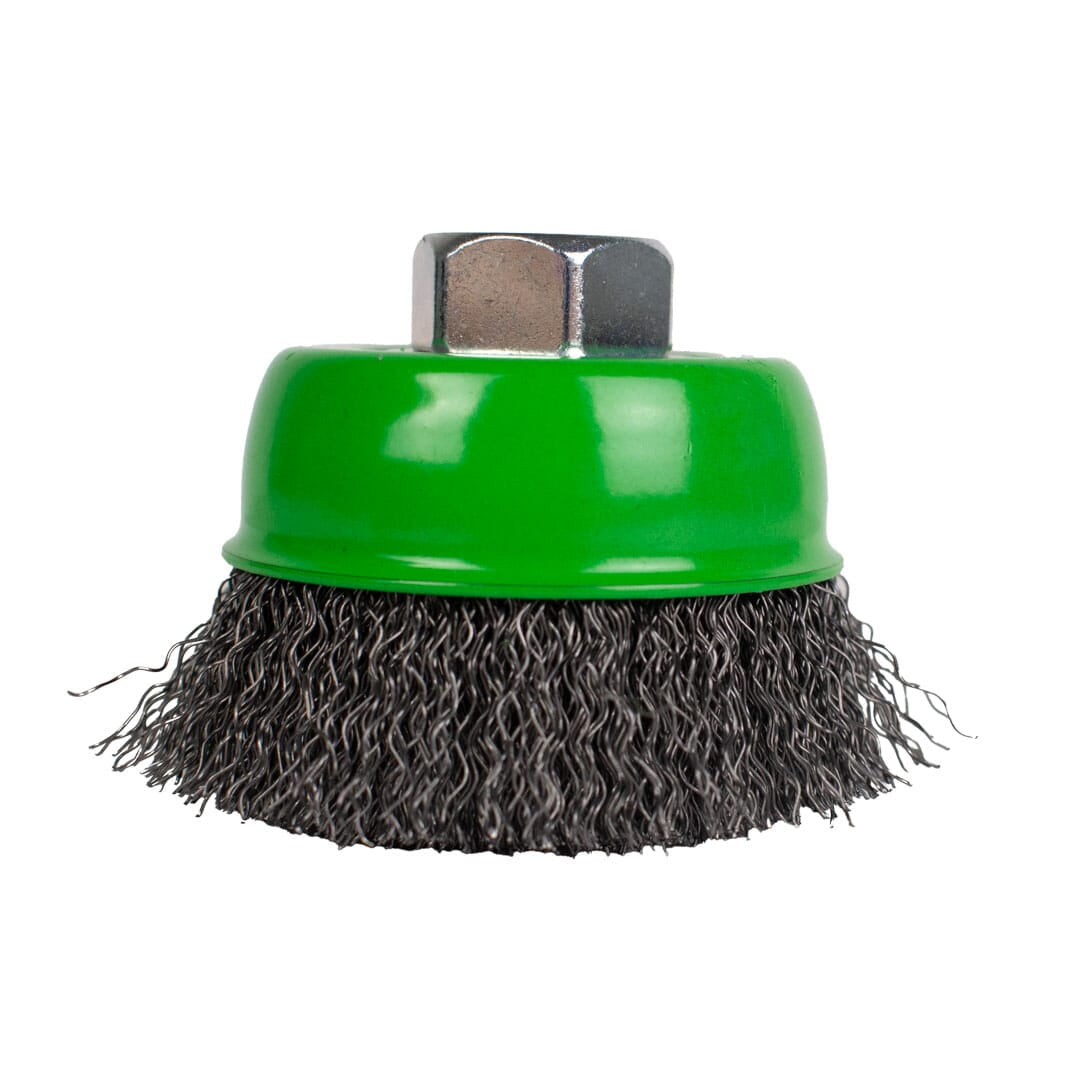 Cup Brush, Crimped, 2-3/4 in x .014 in x 5/8 in-11 Arbor