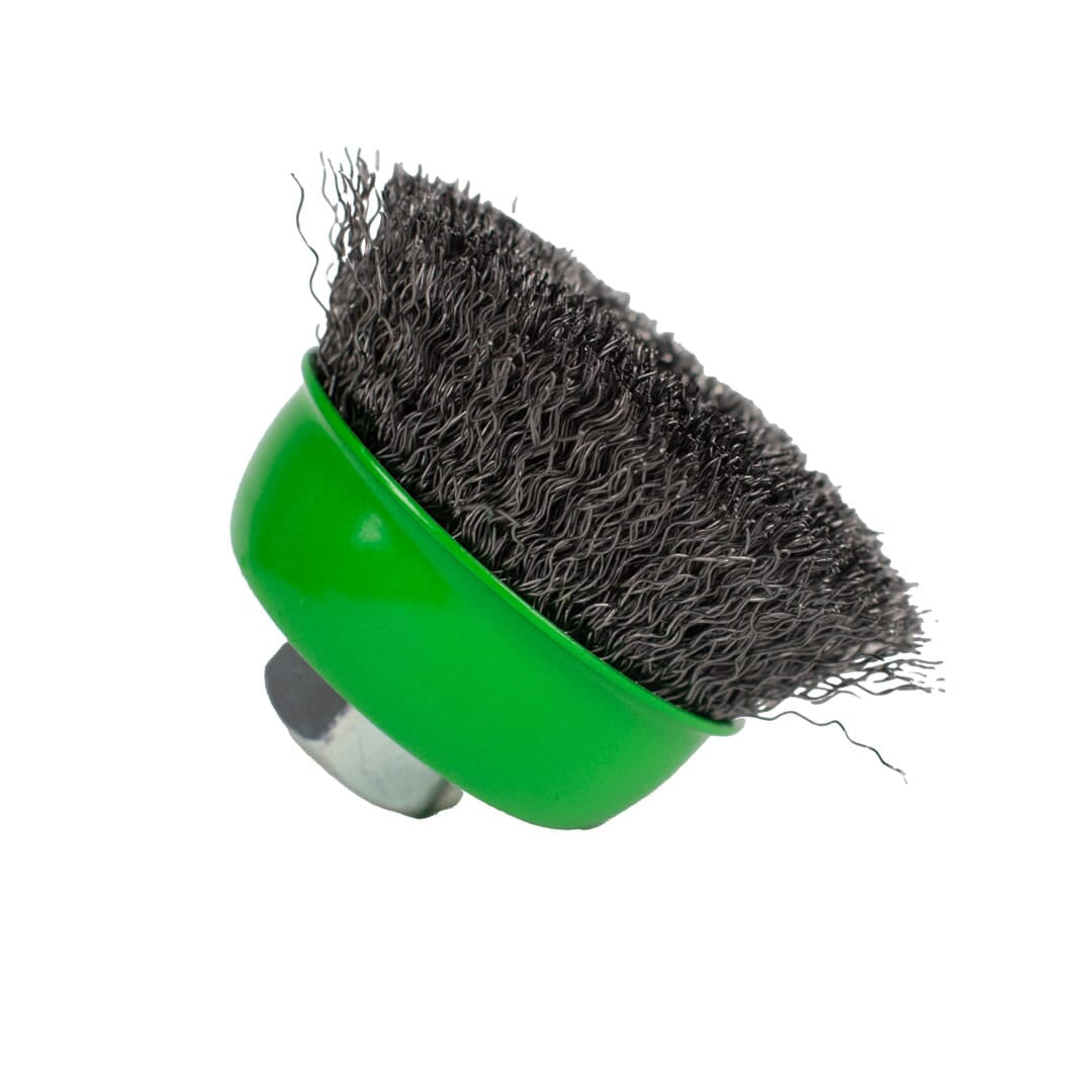 Cup Brush, Crimped, 2-3/4 in x .014 in x 5/8 in-11 Arbor