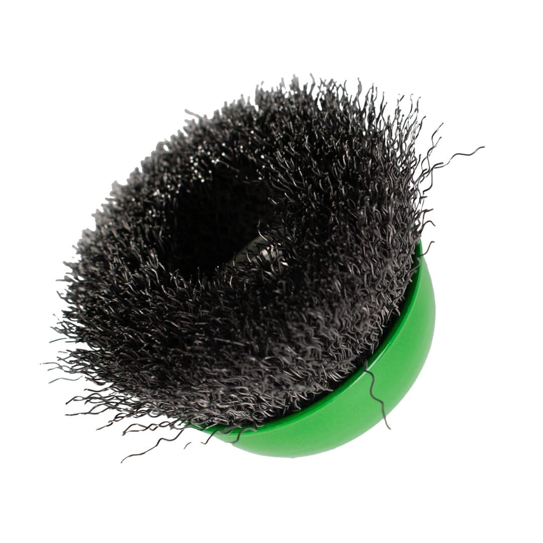Cup Brush, Crimped, 2-3/4 in x .014 in x 5/8 in-11 Arbor