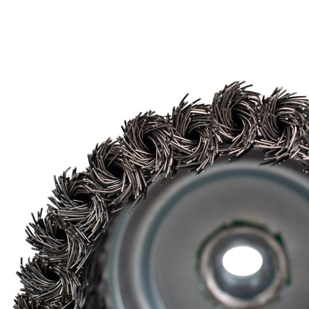 Cup Brush, Knotted, 6 in x .020 in x 5/8 in-11 Arbor